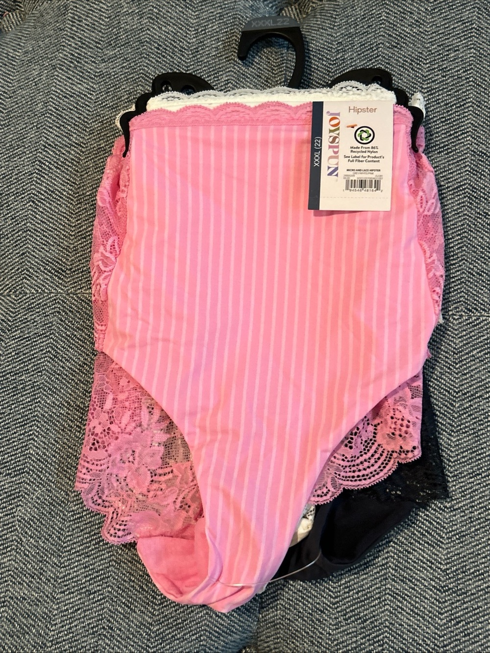 Joyspun Women's Microfiber and Lace Hipster Panties, 3-pack, XXXL (22) NWT